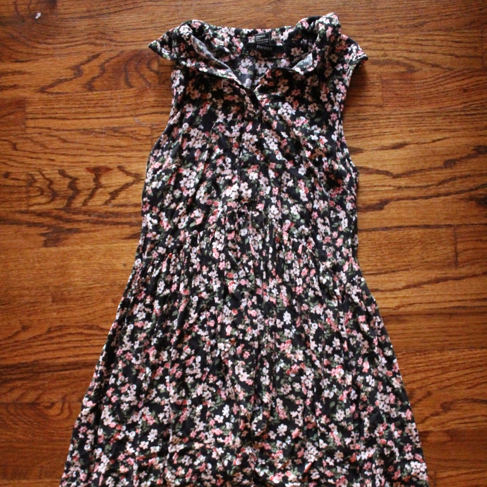 Floral Collar button down cotton dress XS